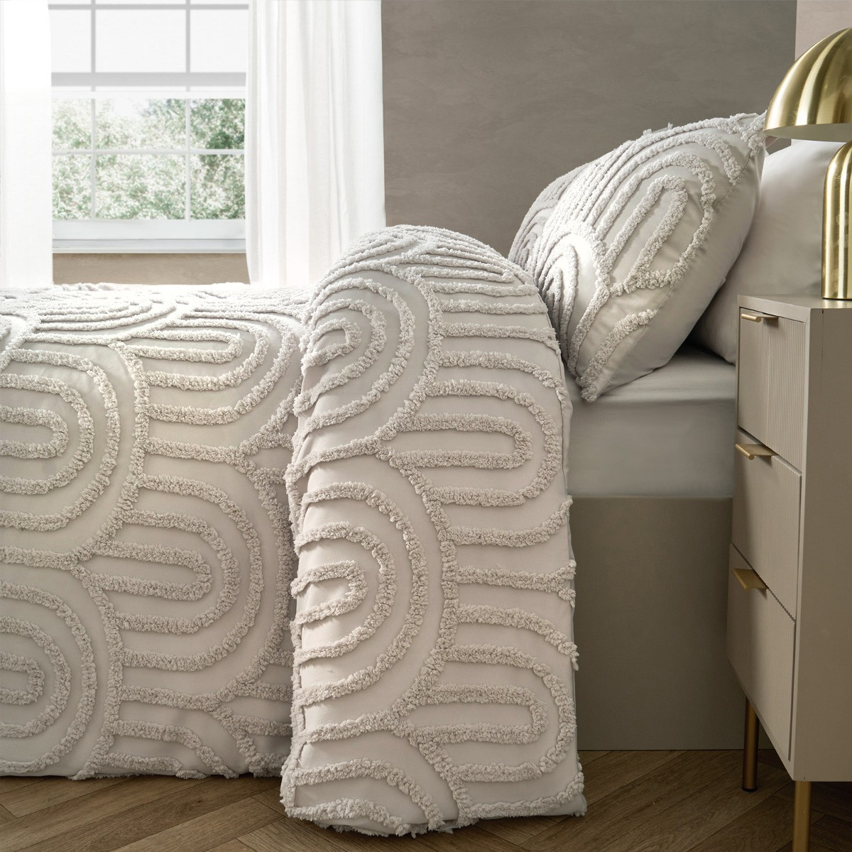 OHS Tufted Arches Duvet Cover Set - Stone>