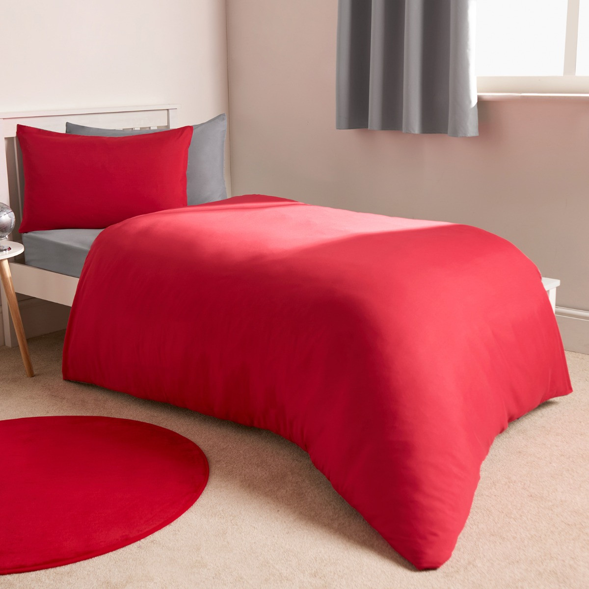 Brentfords Reversible Duvet Cover Set - Red/Grey>