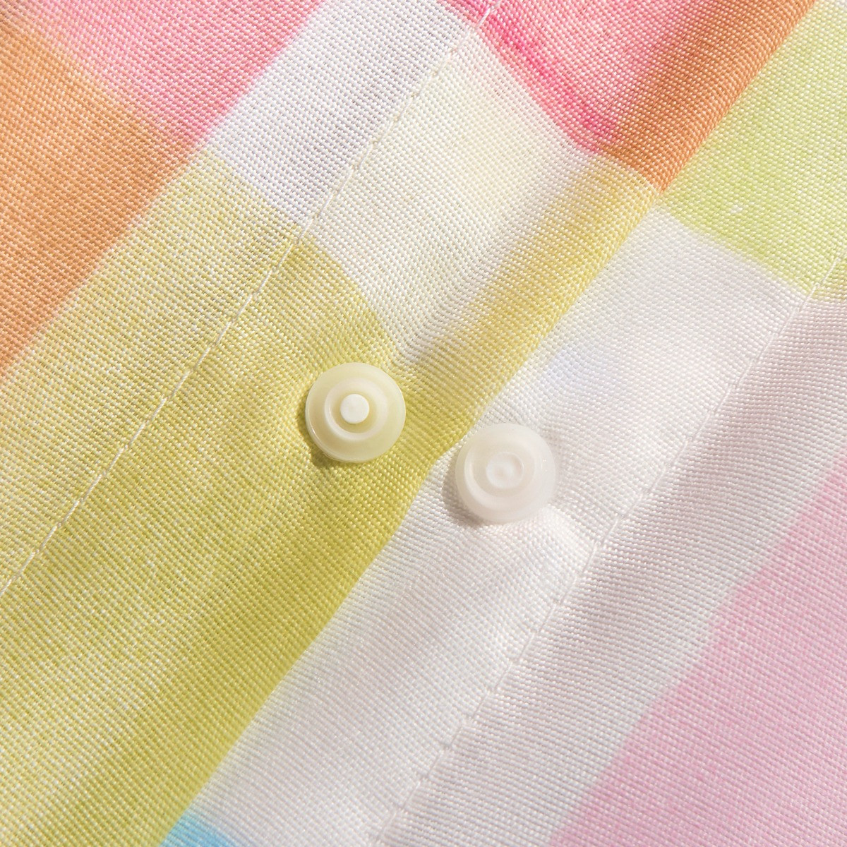 OHS Bright Pastels Gingham Reversible Duvet Set - Multi>