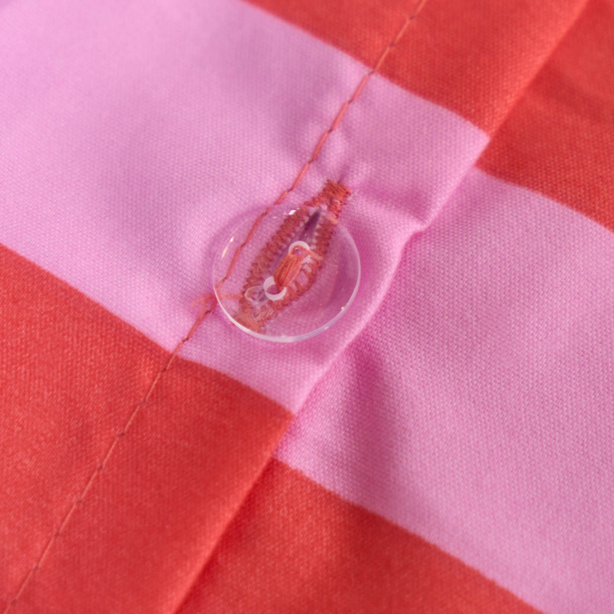 OHS Stripe Frill Duvet Cover Set, Pink/Red - Single>