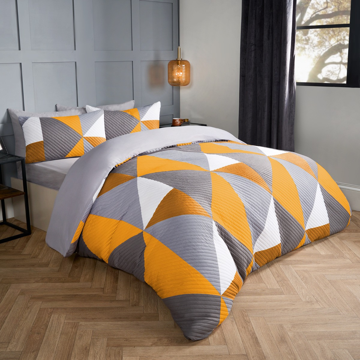 OHS Ralph Geometric Pinsonic Duvet Set, Ochre - King>