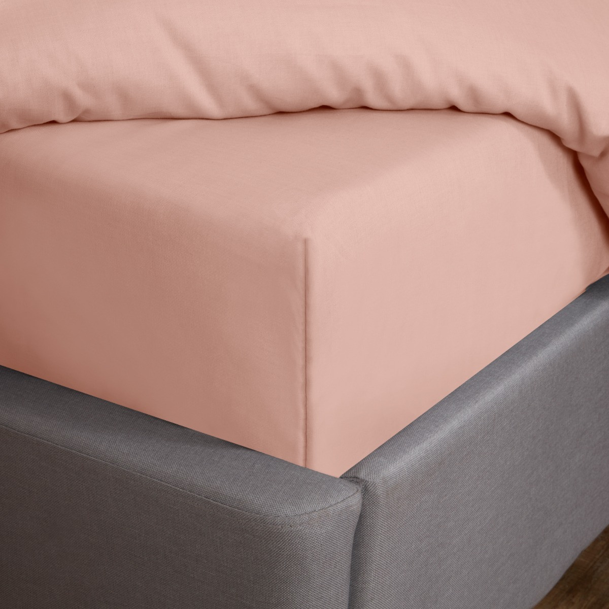 Highams Easy Care Polycotton Deep Fitted Sheet - Blush>