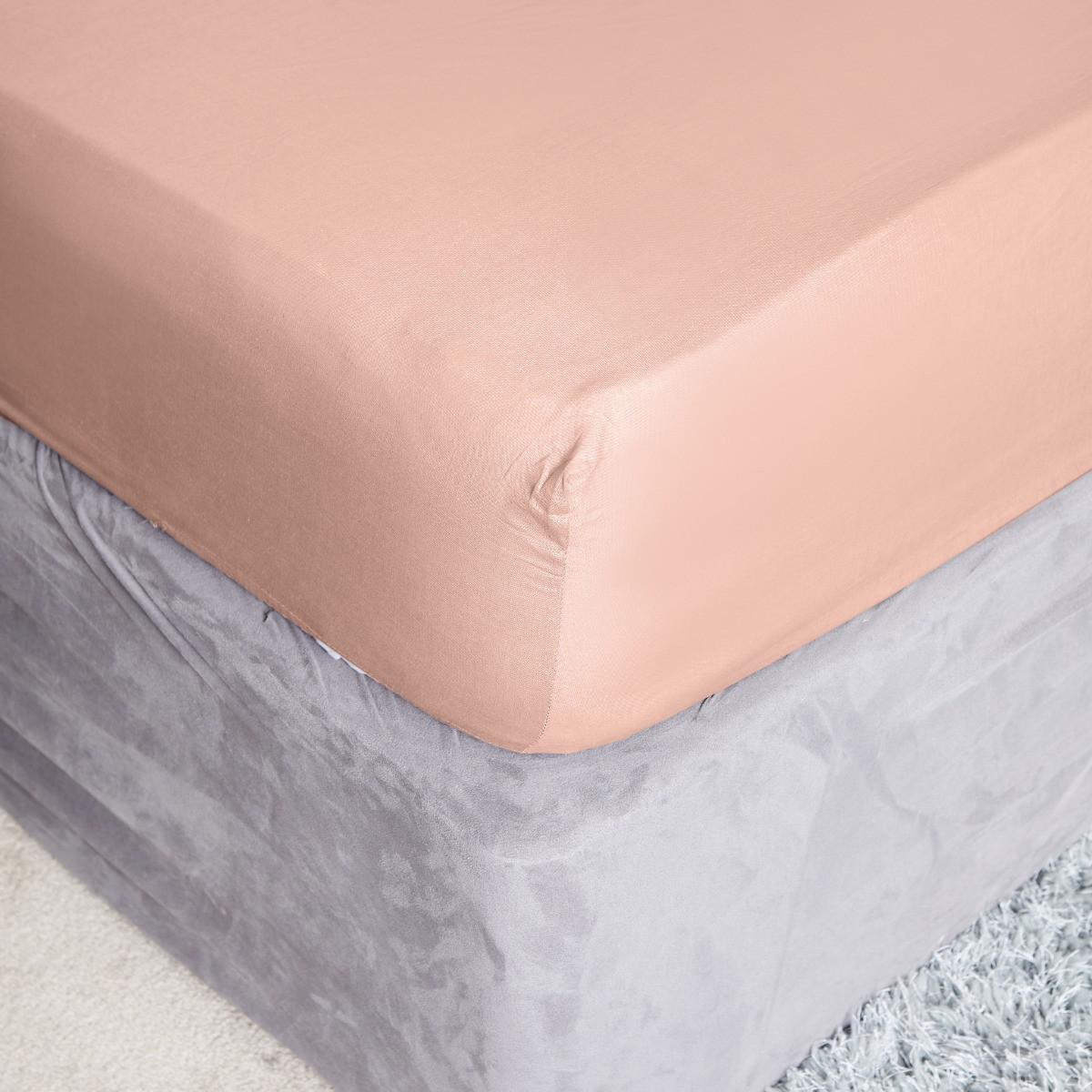 Highams Easy Care Polycotton Deep Fitted Sheet - Blush>