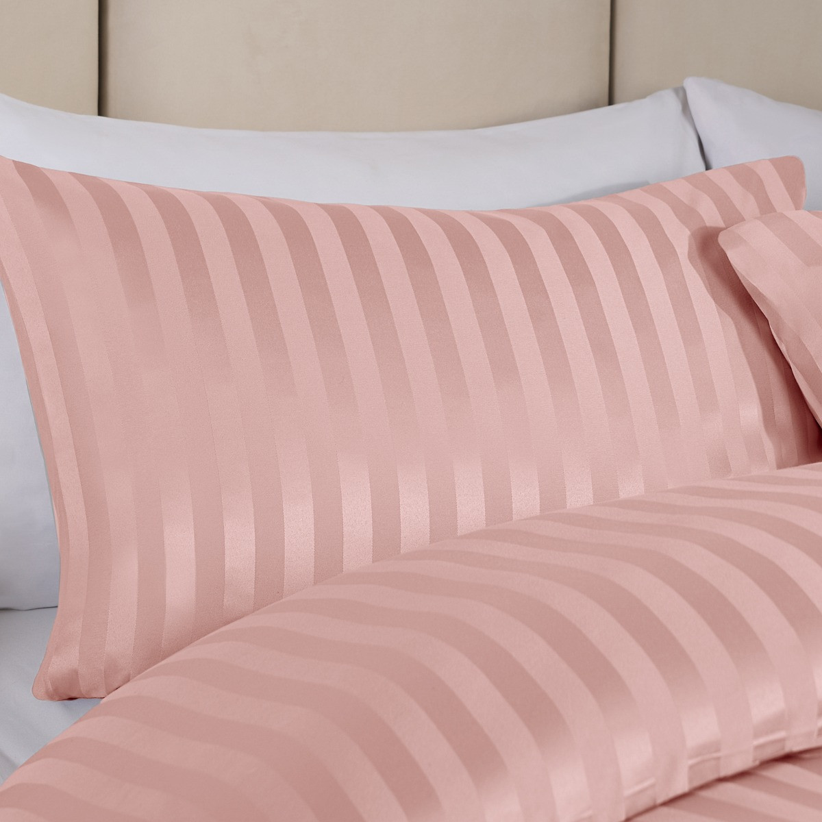 OHS Satin Stripe Duvet Set - Blush>