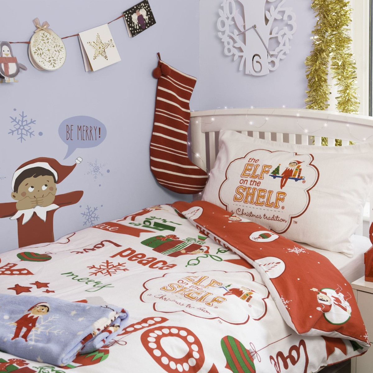 Elf On The Shelf A Christmas Tradition Reversible Duvet Cover Set - Orange>