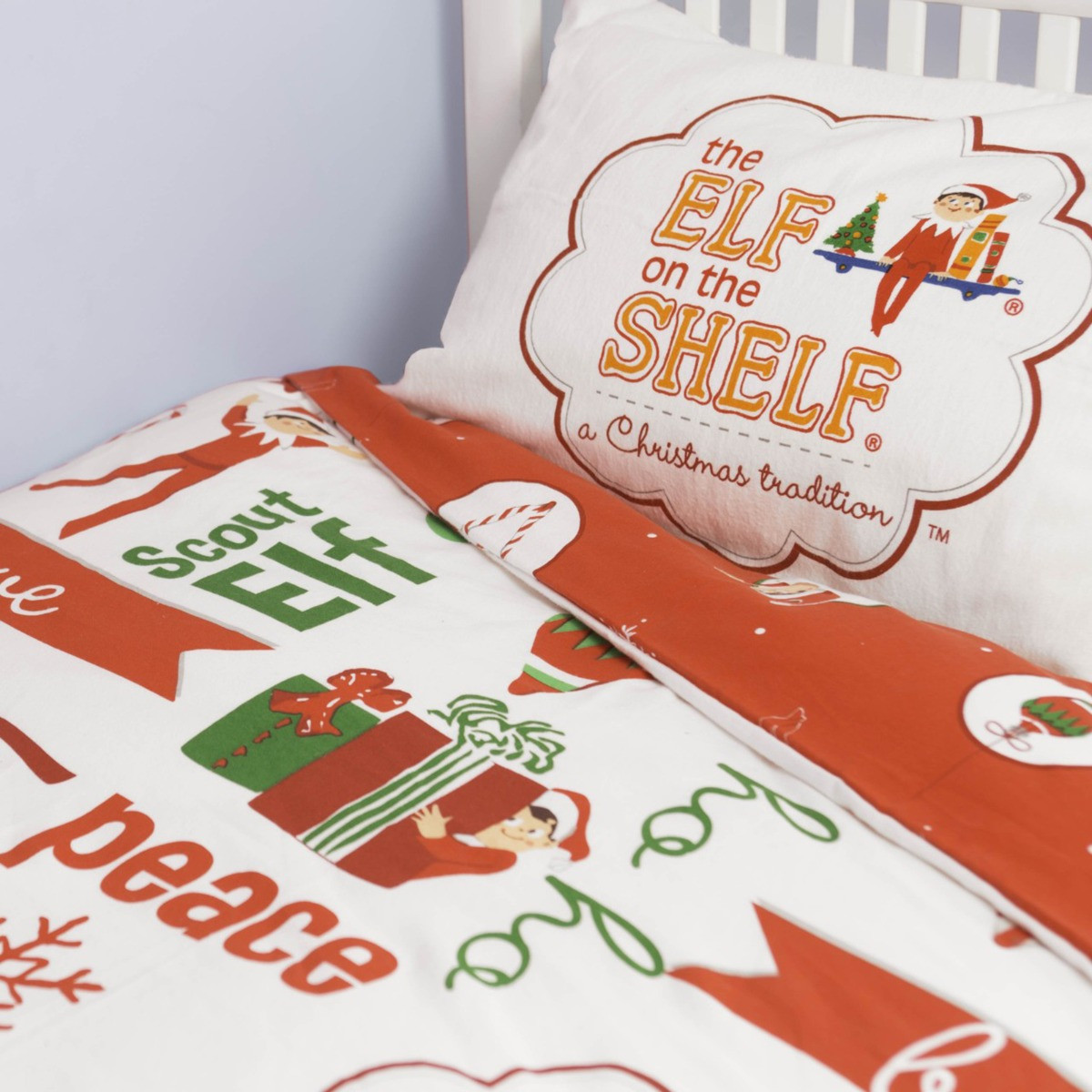 Elf On The Shelf A Christmas Tradition Reversible Duvet Cover Set - Orange>