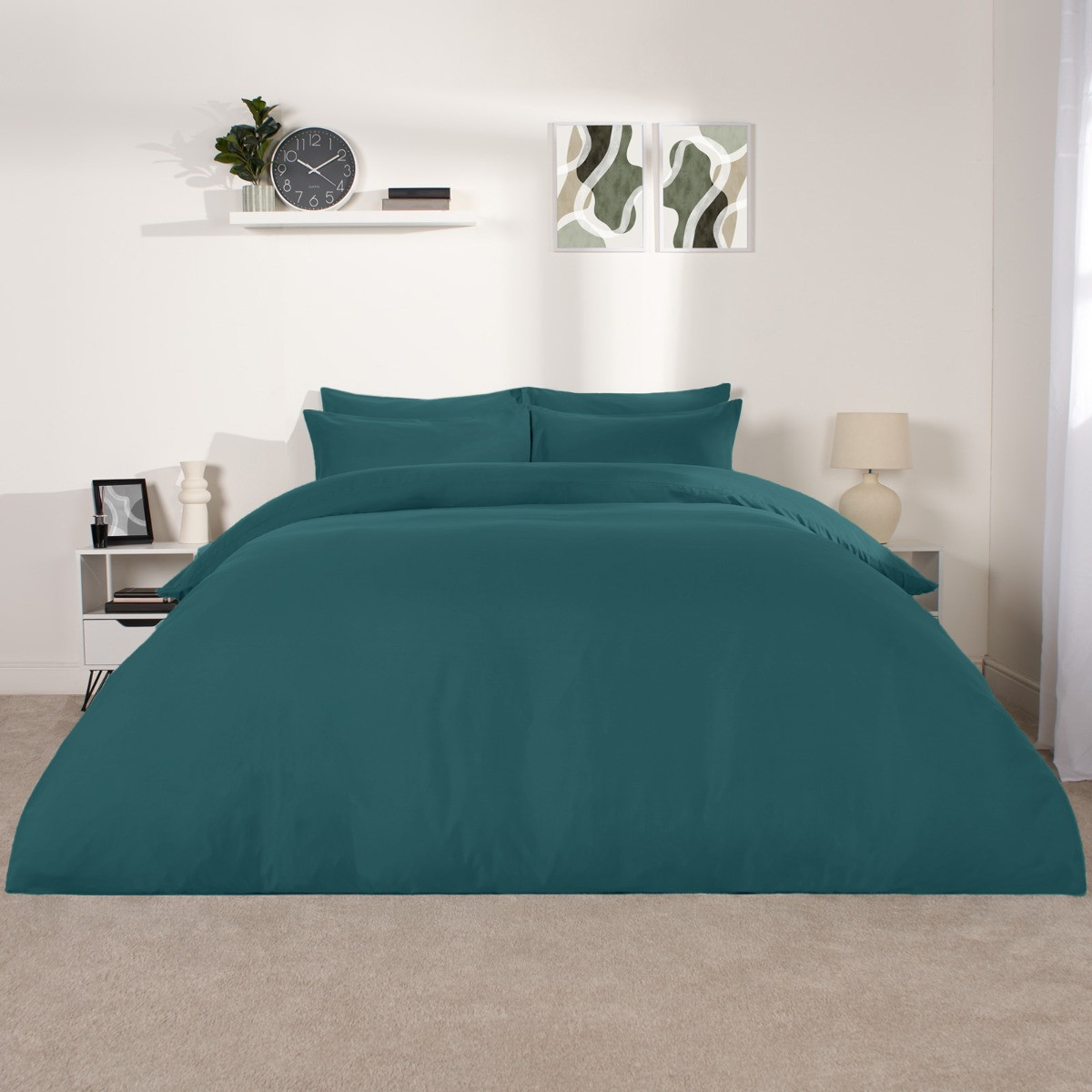 Brentfords Plain Duvet Cover Set - Teal>