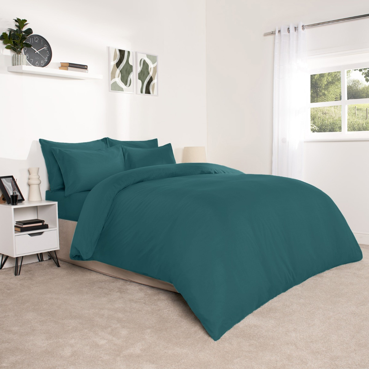 Brentfords Plain Duvet Cover Set - Teal>