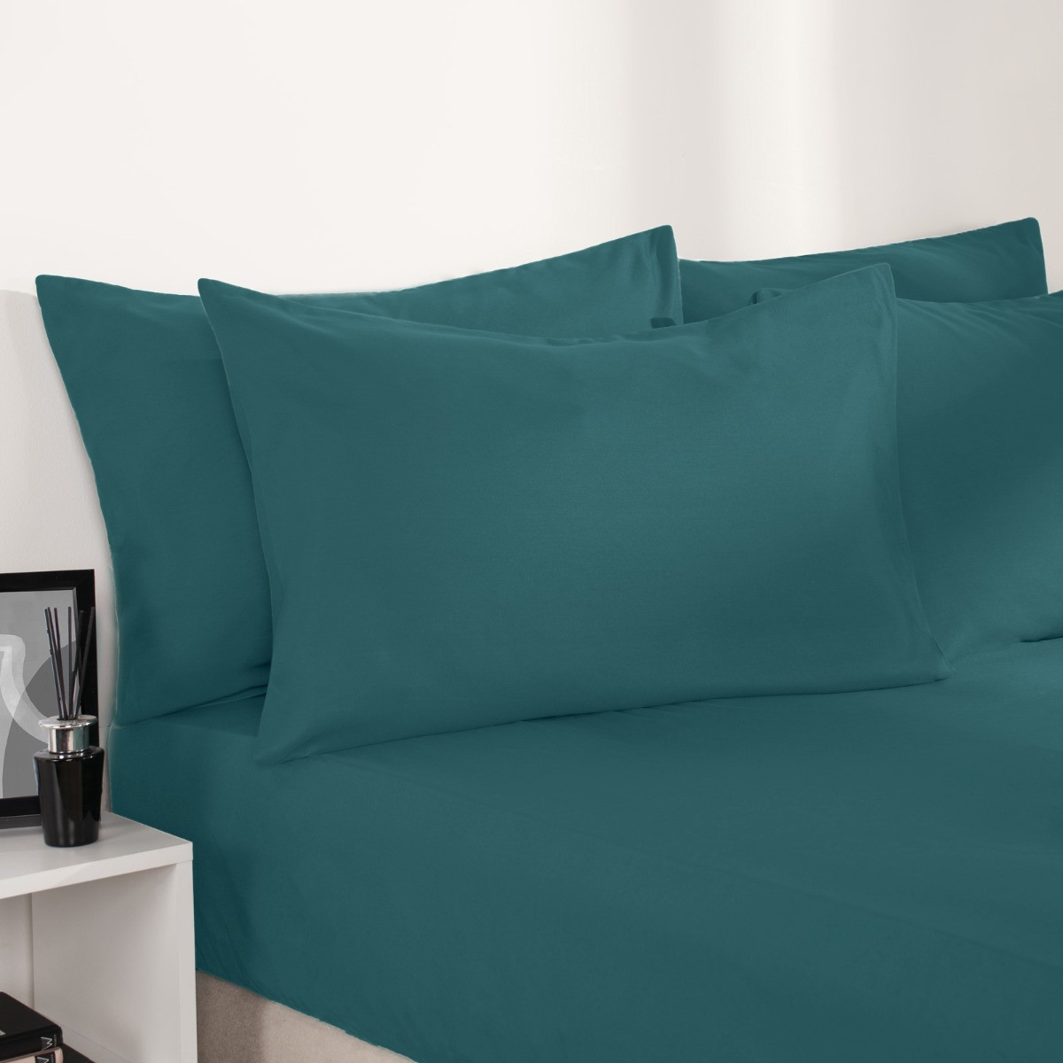 Brentfords 2 Pack Plain Dyed Housewife Pillowcases - Teal>