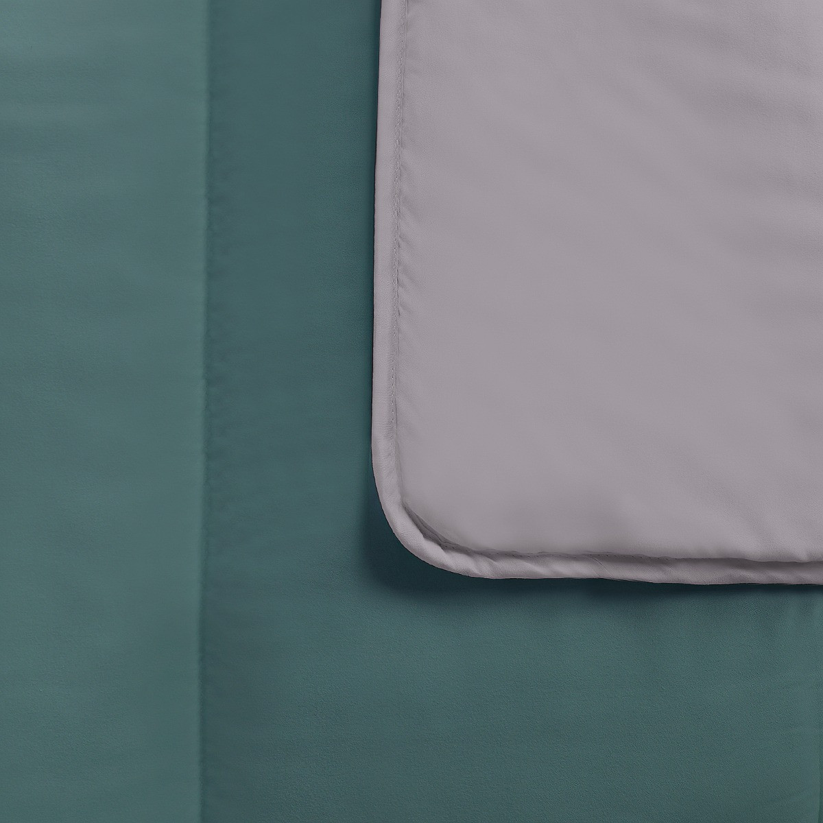 OHS Coverless 10.5 Tog Reversible Duvet & Pillowcase, Teal/Grey - Double>