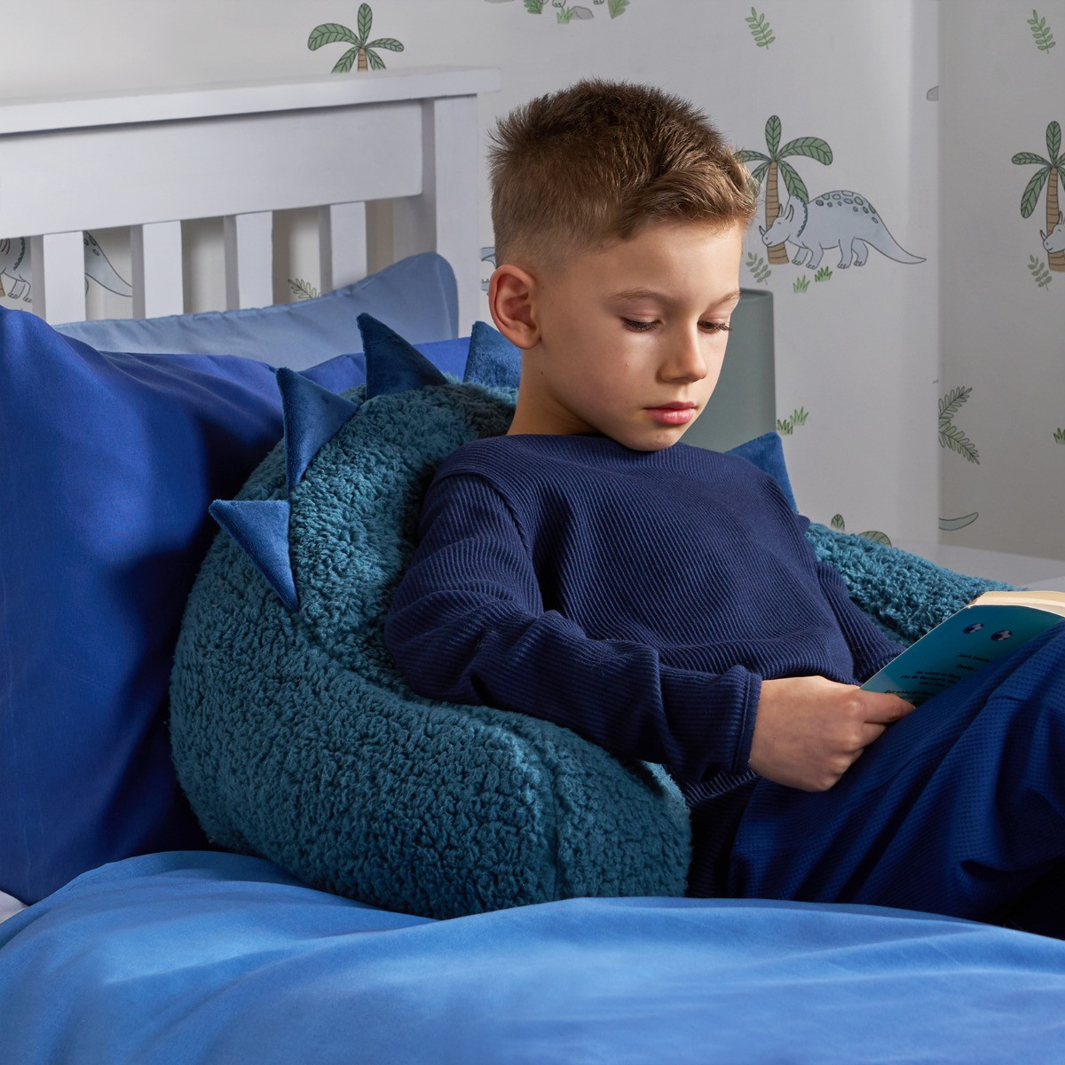 OHS Kids Dinosaur Character Cuddle Cushion - Blue >