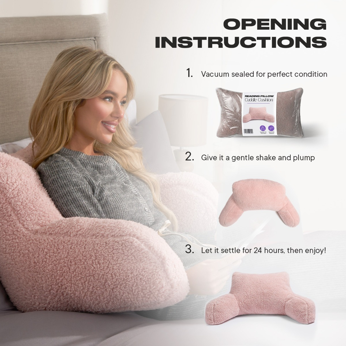 OHS Teddy Cuddle Cushion - Blush>