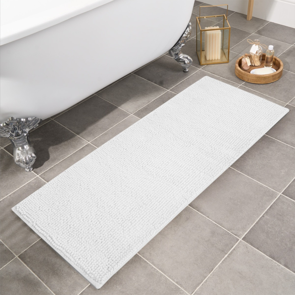 Brentfords Runner Noodle Bath Mat - White>