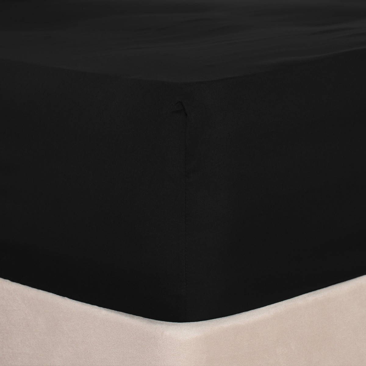 Brentfords Plain Dyed Deep Fitted Sheet, Black - Superking>
