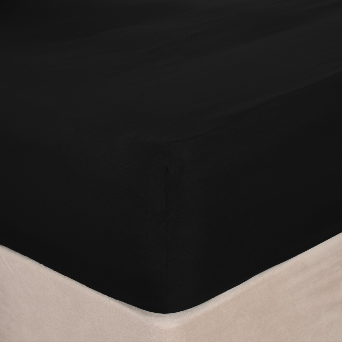 Brentfords Plain Dyed Deep Fitted Sheet, Black - Superking>