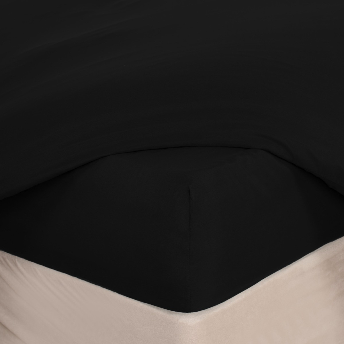 Brentfords Plain Dyed Deep Fitted Sheet, Black - Superking>