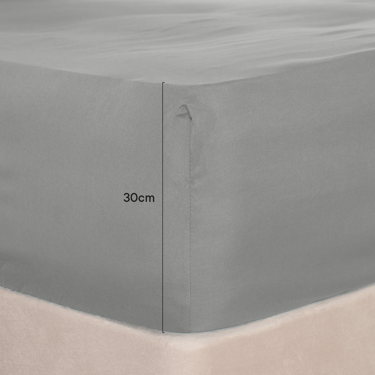 Brentfords Plain Dyed Deep Fitted Sheet, Grey - King>