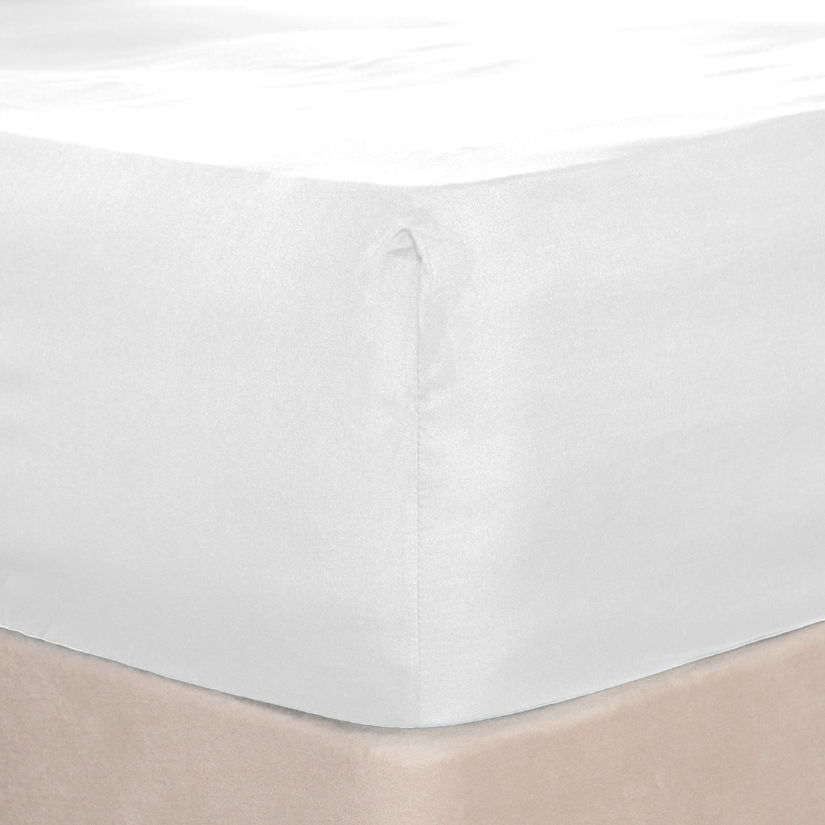 Brentfords Plain Dyed Deep Fitted Sheet, White - Superking>
