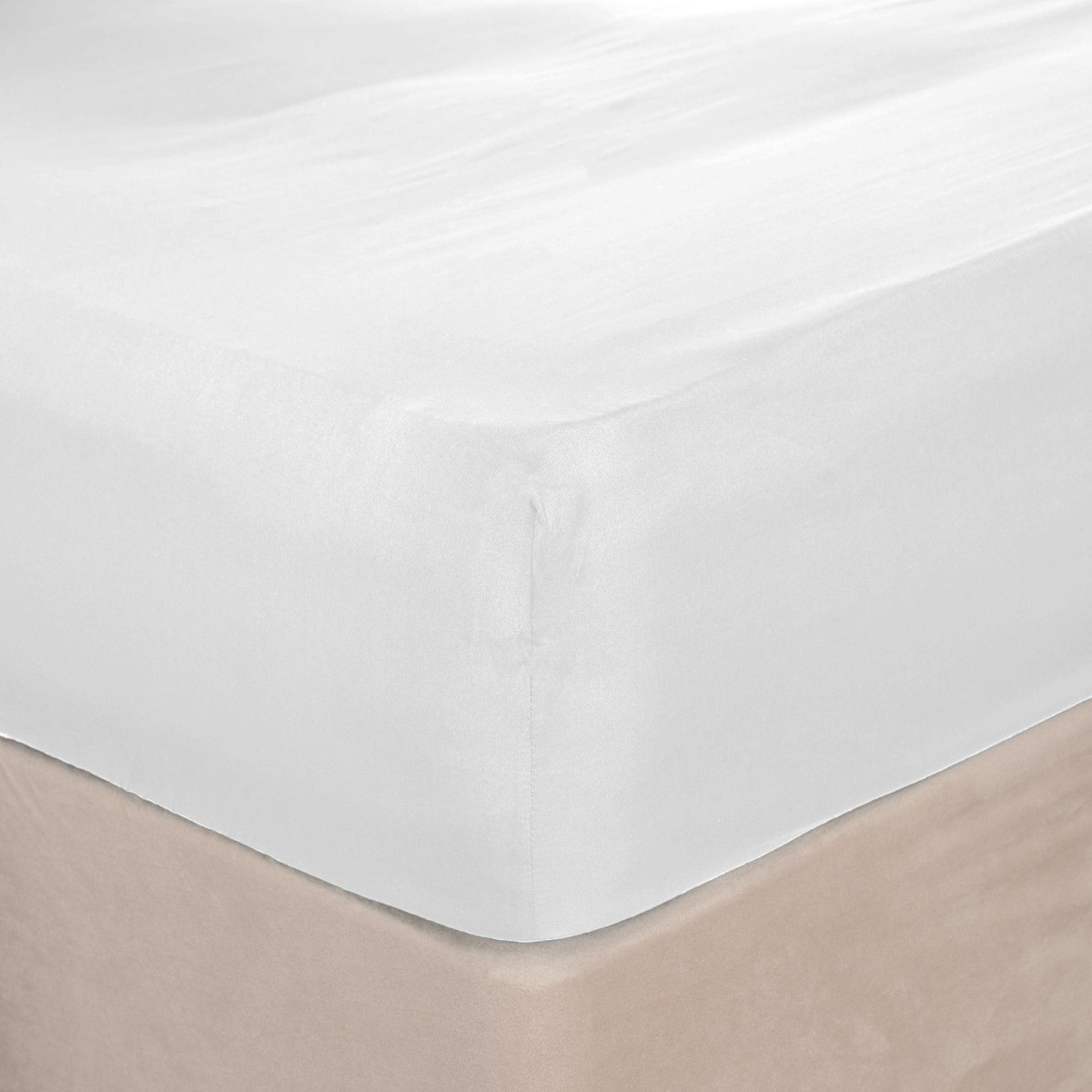 Brentfords Plain Dyed Deep Fitted Sheet, White - Superking>