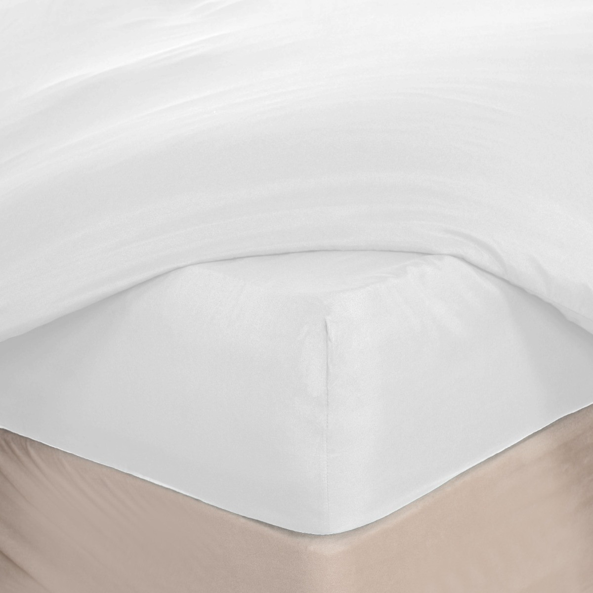 Brentfords Plain Dyed Deep Fitted Sheet, White - Superking>