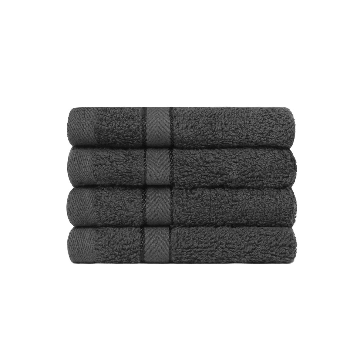 Brentfords 100% Cotton 4 Pack Face Cloths - Charcoal>