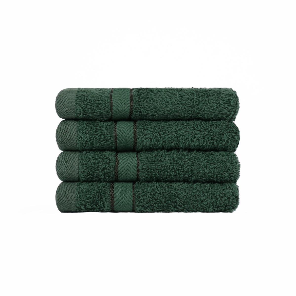 Brentfords 100% Cotton 4 Pack Face Cloths - Forest Green>