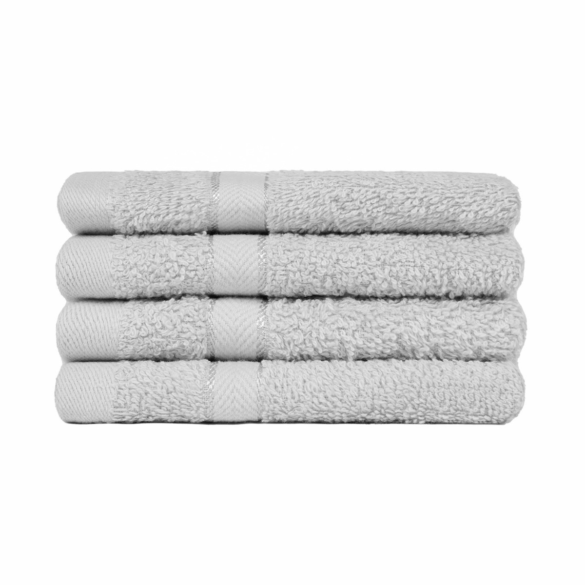 Brentfords 100% Cotton 4 Pack Face Cloths - Silver>