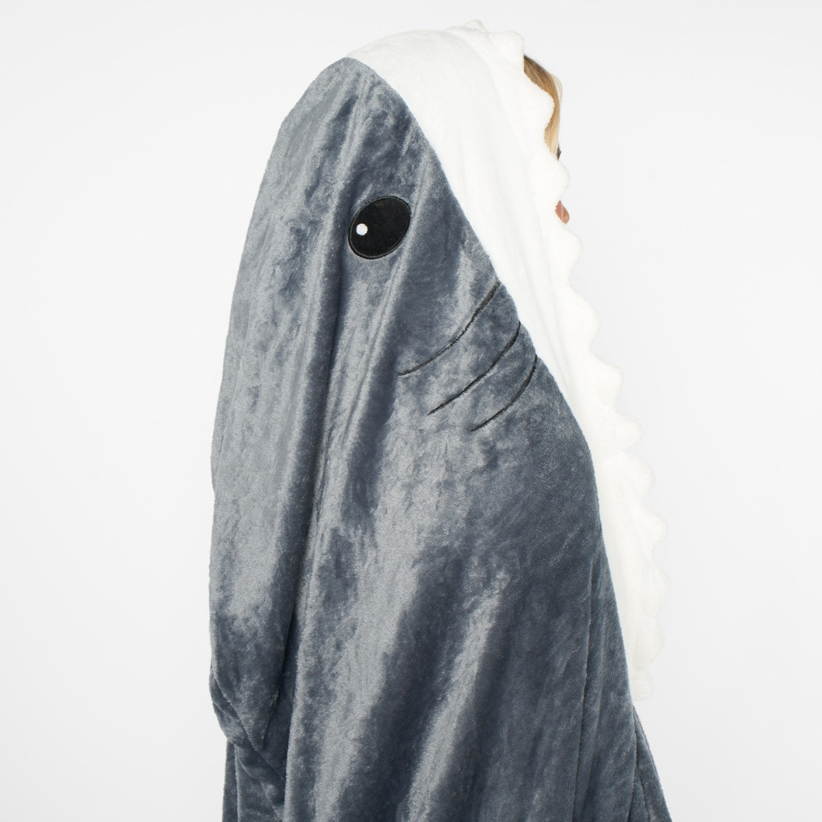 OHS Shark Flannel Fleece Onesie Blanket, Adults - Charcoal>