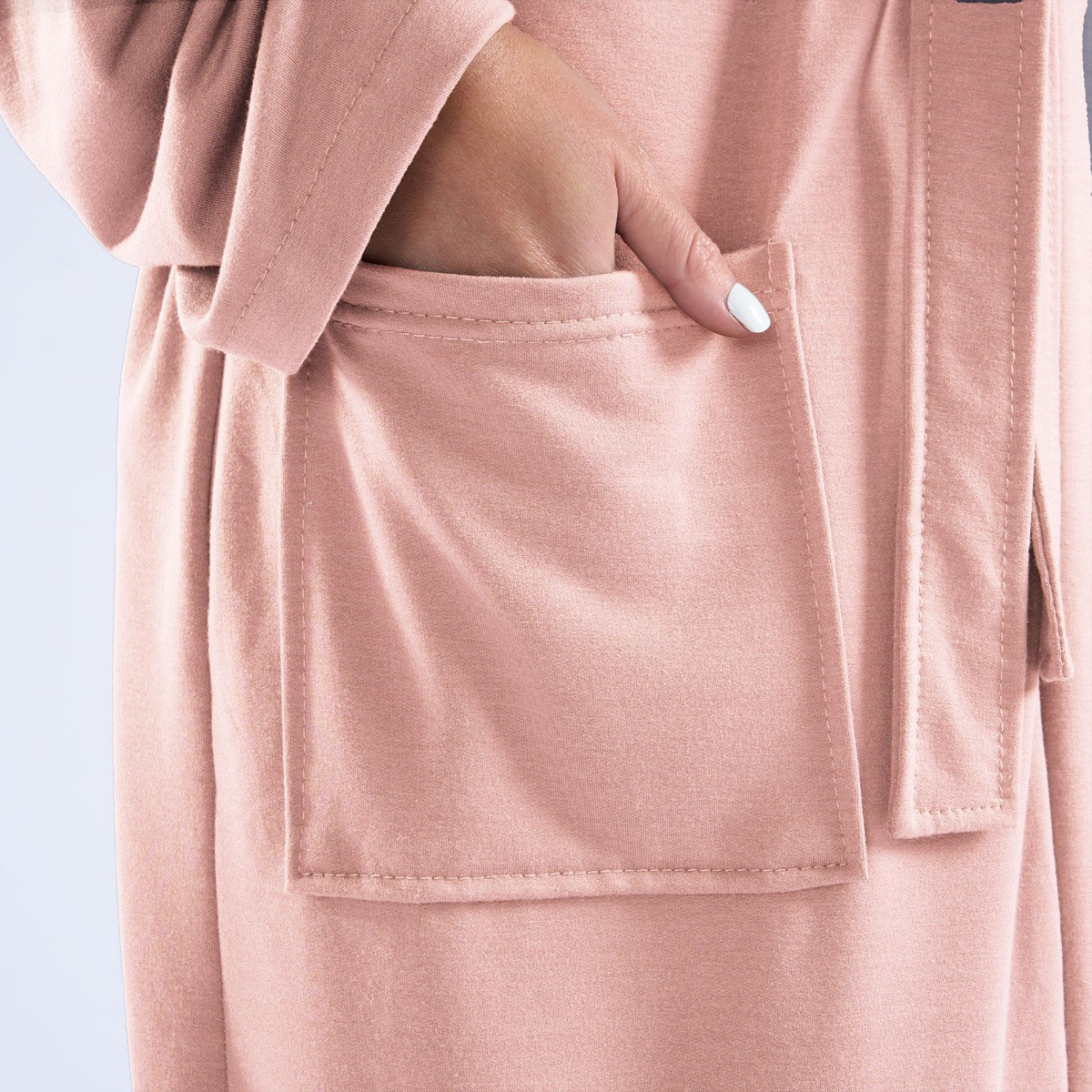 OHS Jersey Dressing Gown Robe - Blush Pink>