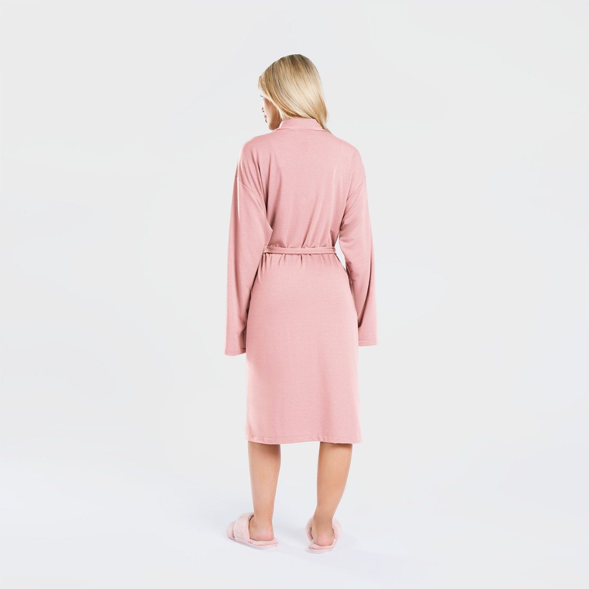 OHS Jersey Dressing Gown Robe - Blush Pink>