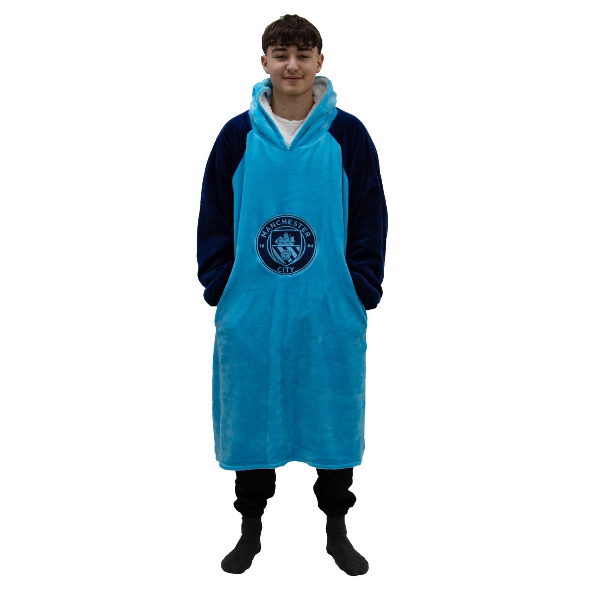 Manchester City Wearable Hoodie Blanket - Blue>