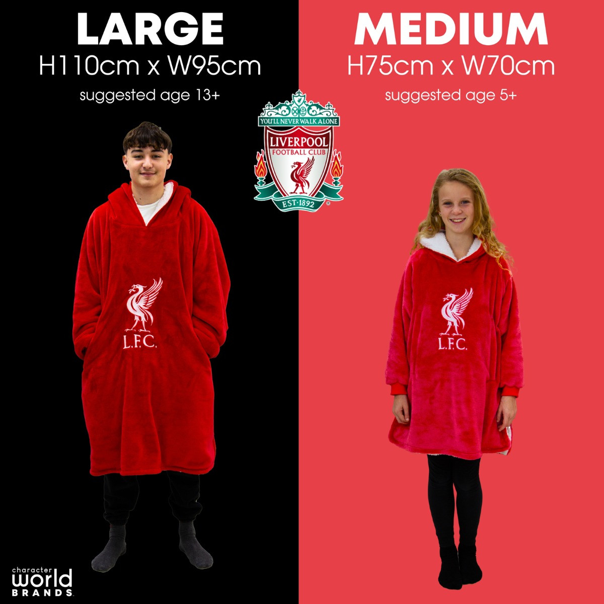 Liverpool Wearable Hoodie Blanket, Red - Large>