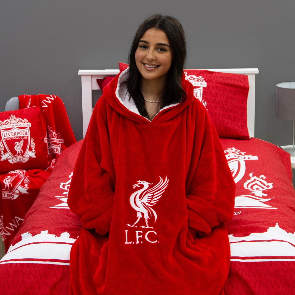 Liverpool Wearable Hoodie Blanket, Red - Large>