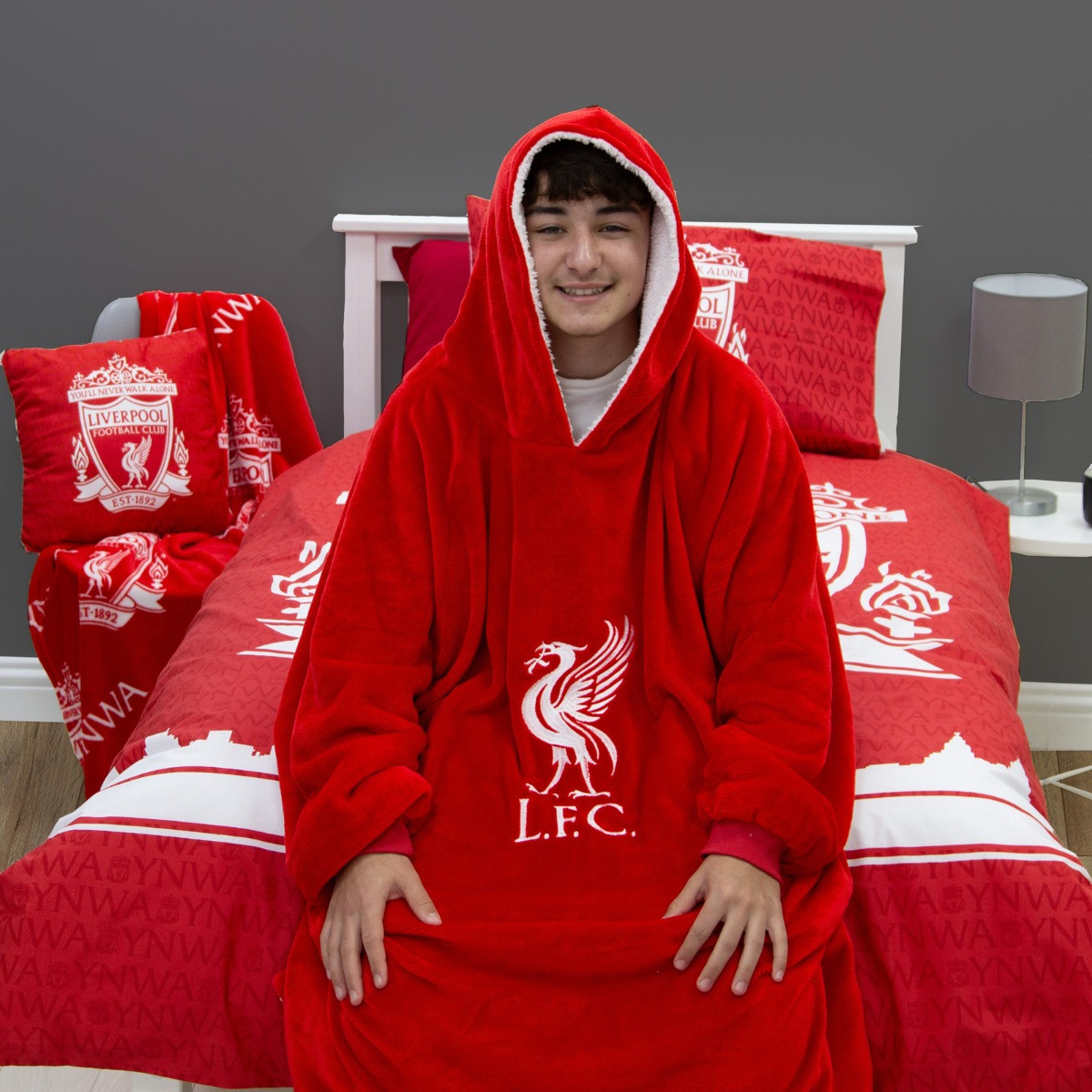 Liverpool Wearable Hoodie Blanket, Red - Large>