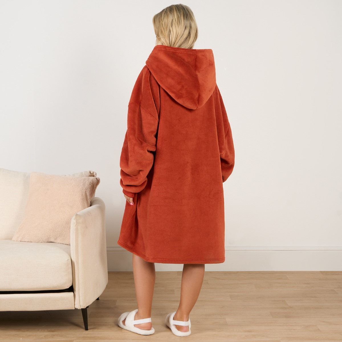 Sienna Supersoft Hoodie Blanket, Adults - Rust Orange>