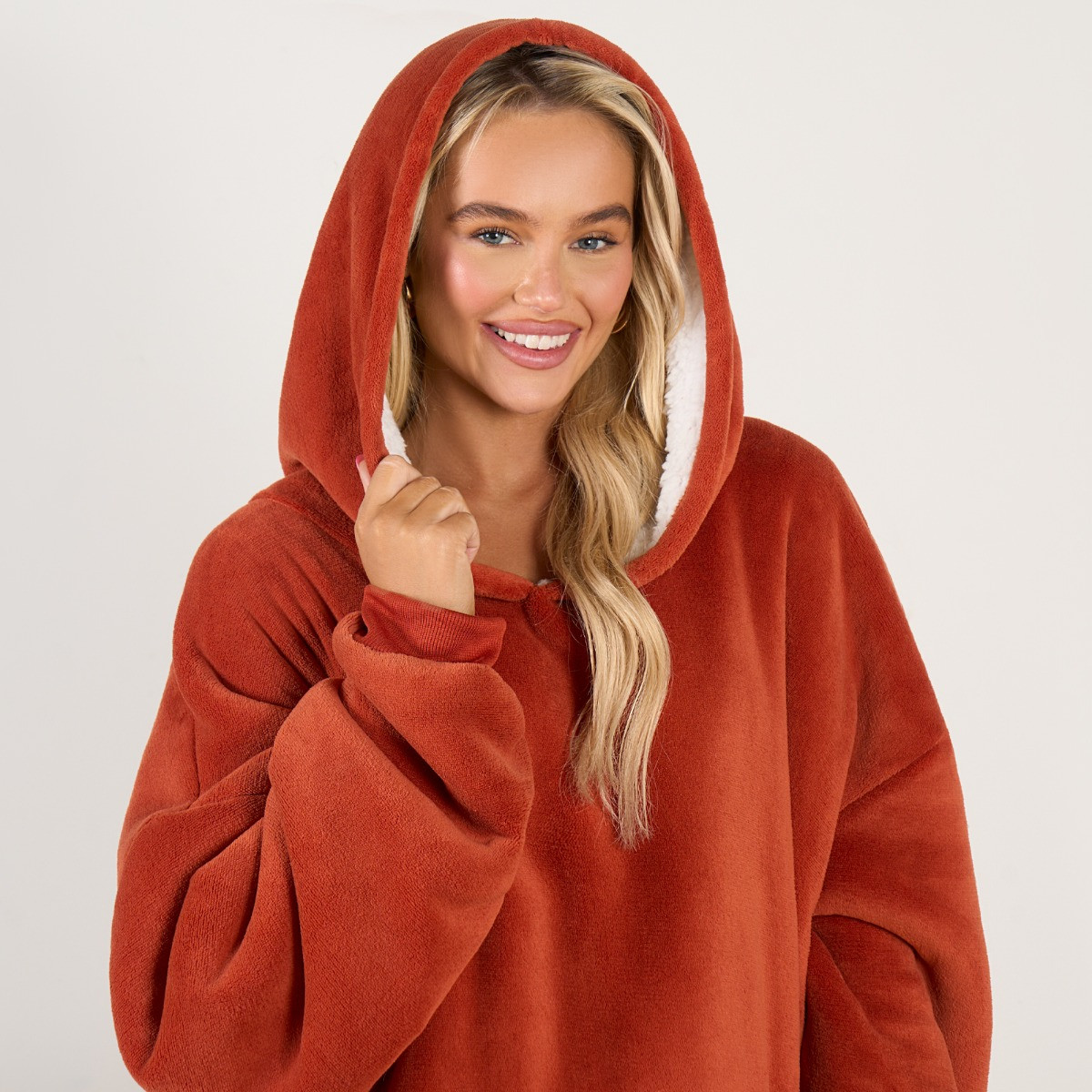 Sienna Supersoft Hoodie Blanket, Adults - Rust Orange>