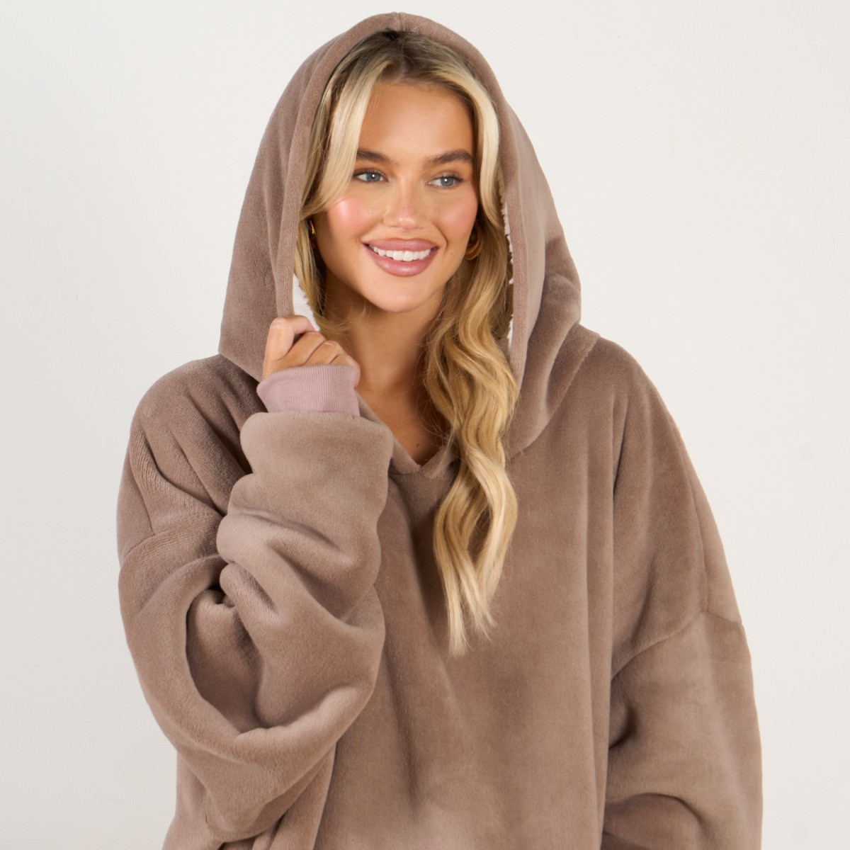 Sienna Supersoft Hoodie Blanket, Adults - Mink Brown>