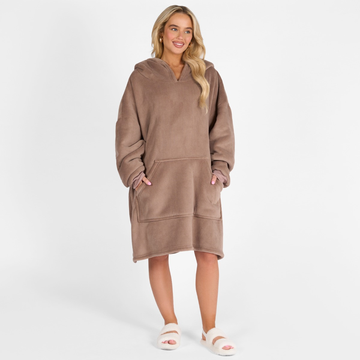 Sienna Supersoft Hoodie Blanket, Adults - Mink Brown>