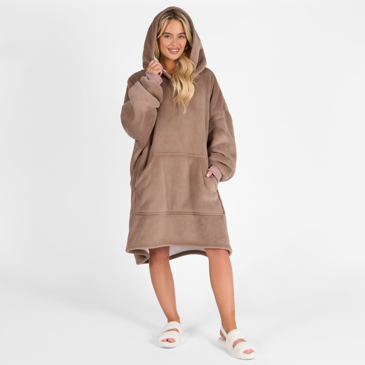 Sienna Supersoft Hoodie Blanket, Adults - Mink Brown>