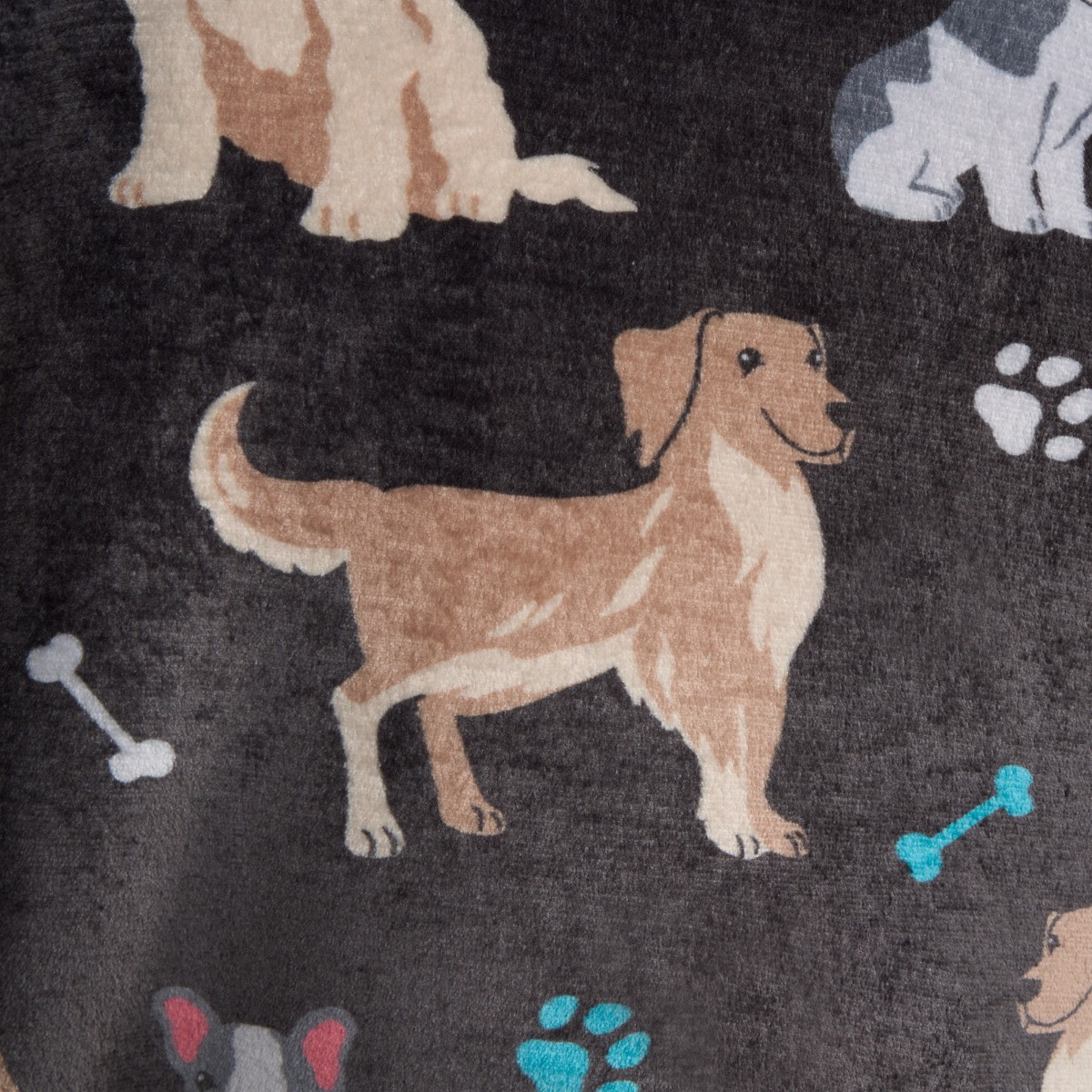 OHS Adults Dog Print Hoodie Blanket - Charcoal>