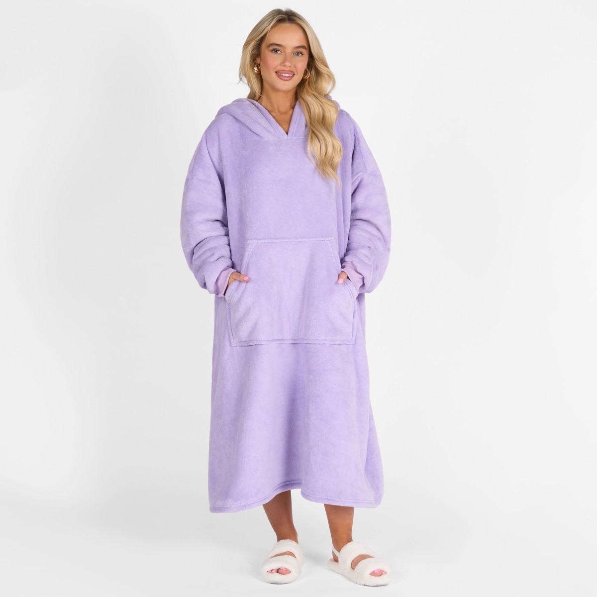 Sienna Extra-Long Sherpa Hoodie Blanket - Lilac>