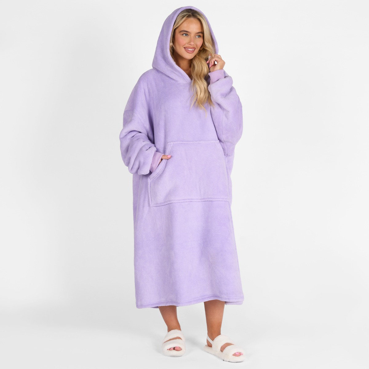 Sienna Extra-Long Sherpa Hoodie Blanket - Lilac>