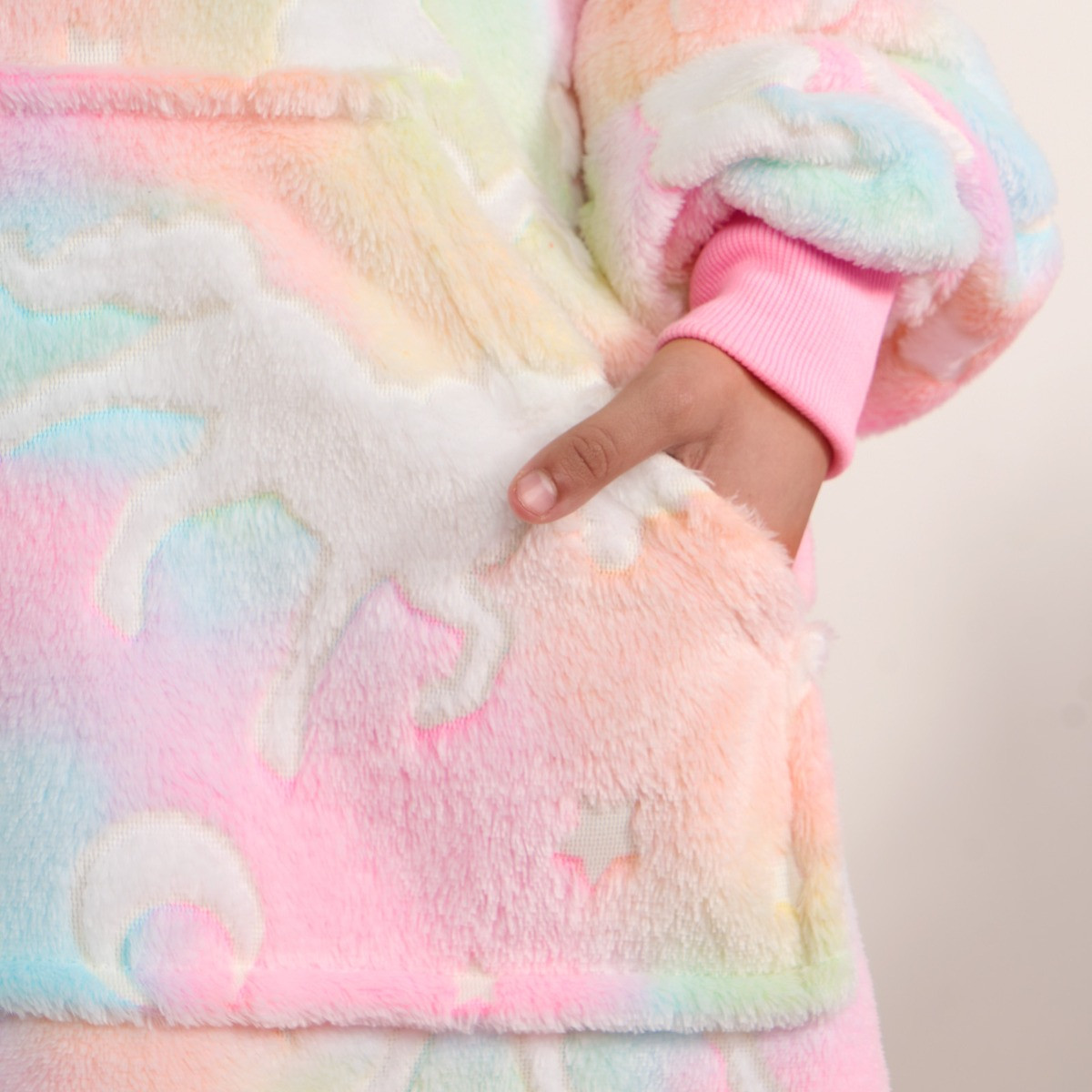 OHS Kids Glow In The Dark Unicorn Tie Dye Hoodie Blanket - Multi>