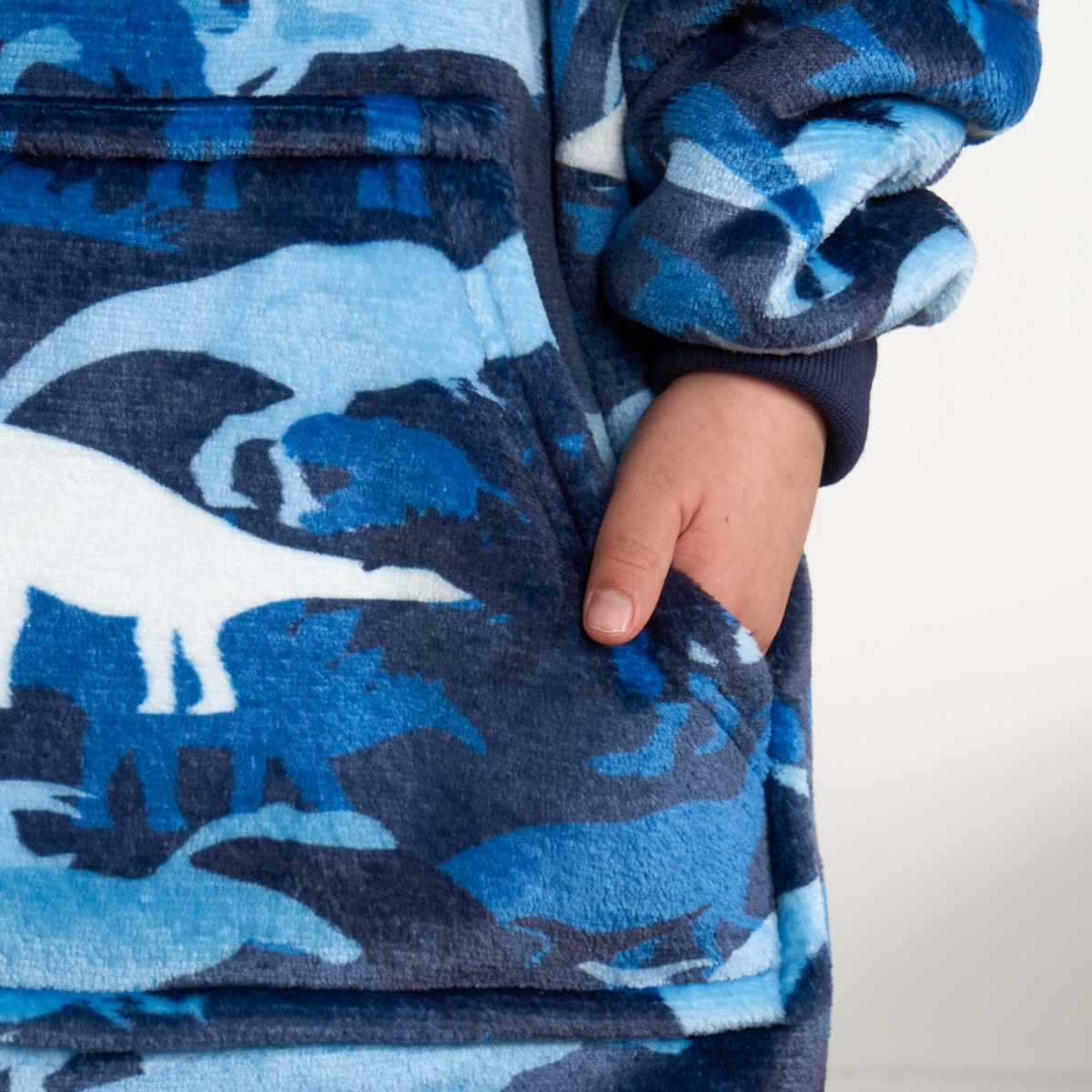 OHS Kids Camo Dinosaur Print Hoodie Blanket - Navy>