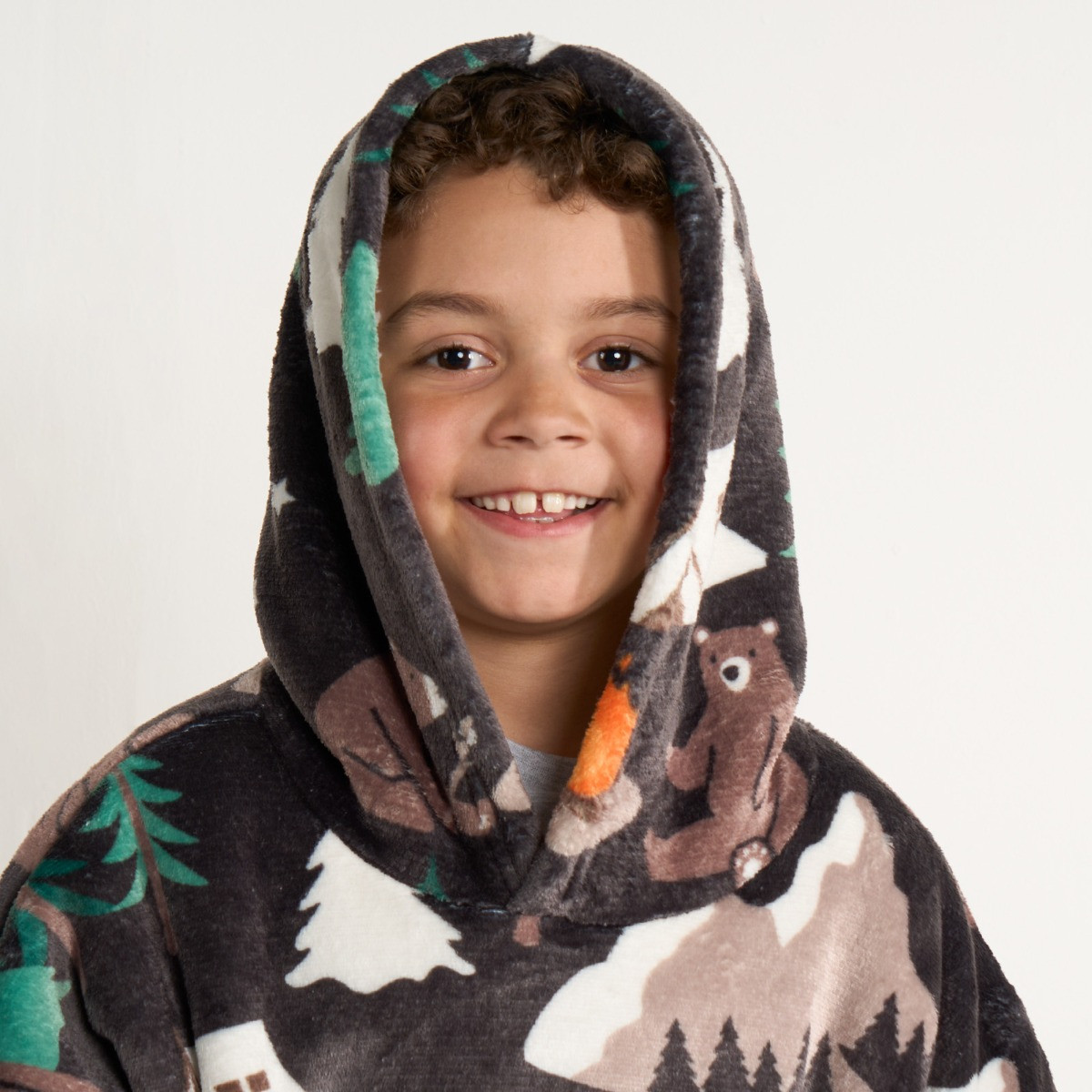 OHS Kids Woodland Bear Campfire Print - Charcoal >