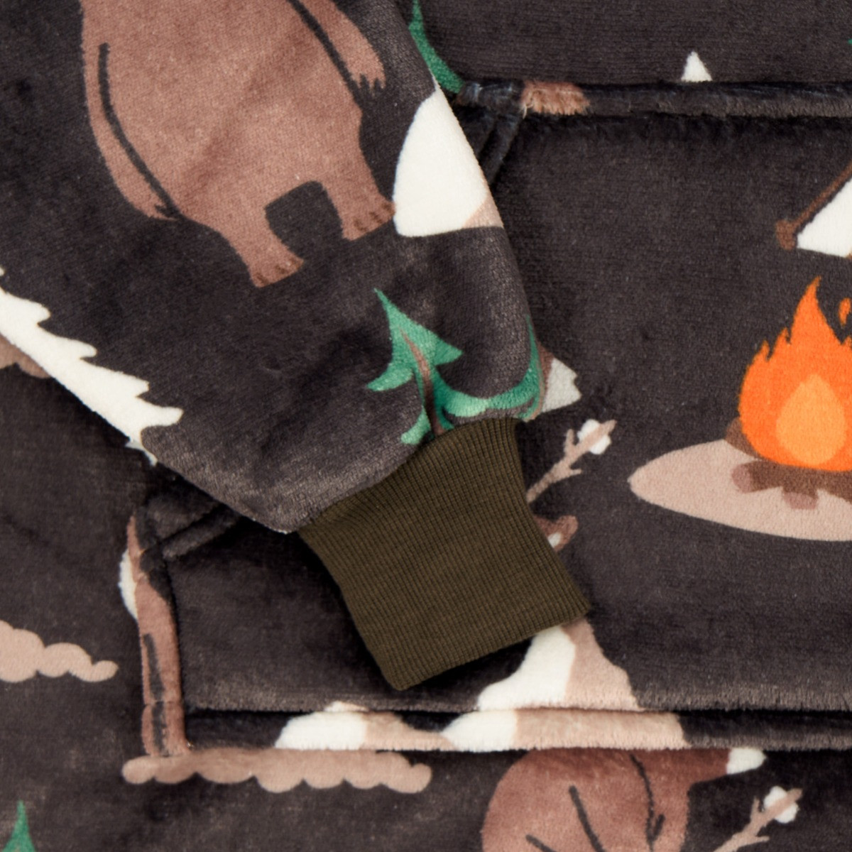 OHS Kids Woodland Bear Campfire Print - Charcoal >