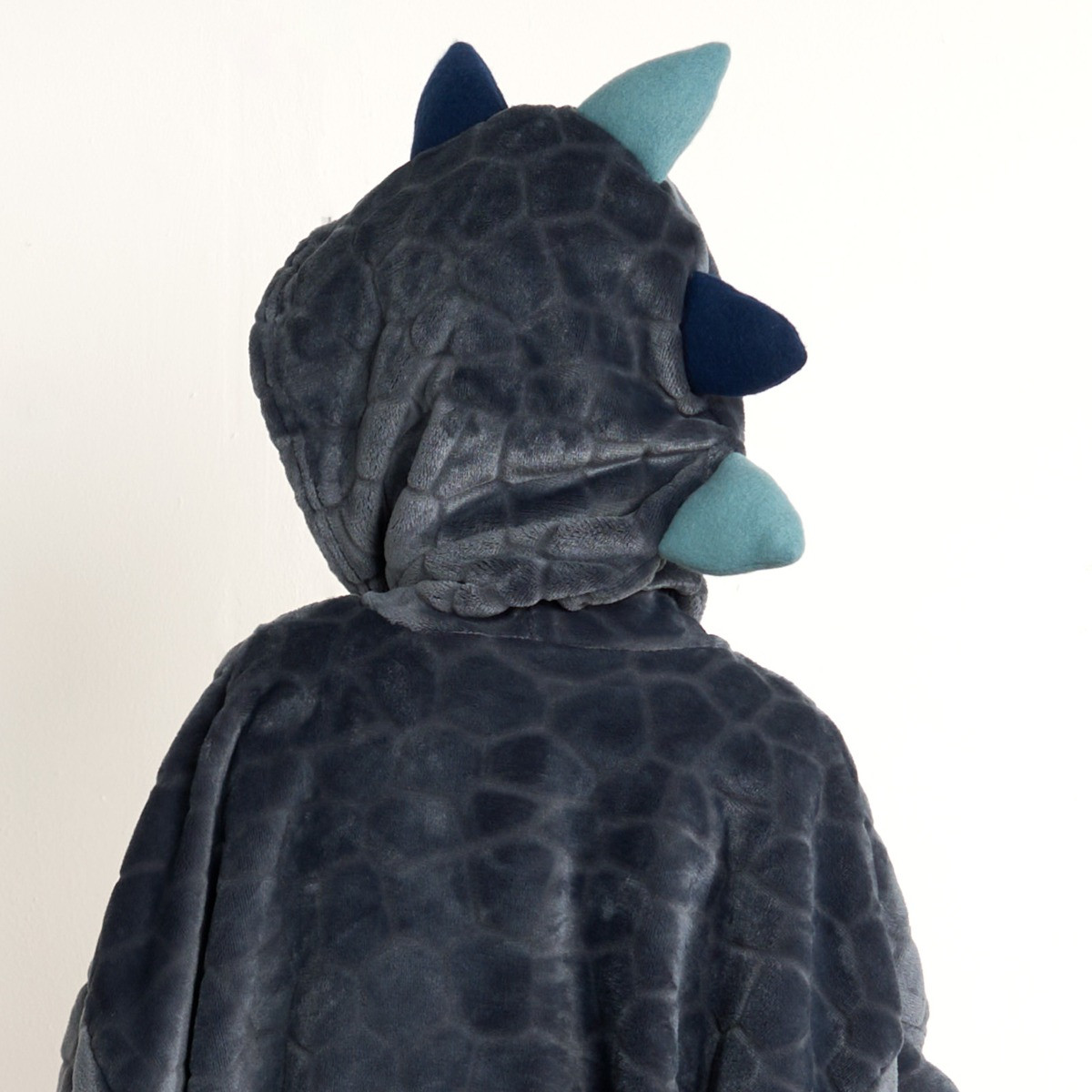 OHS Kids Novelty Spiked Dinosaur Hoodie Blanket - Charcoal >