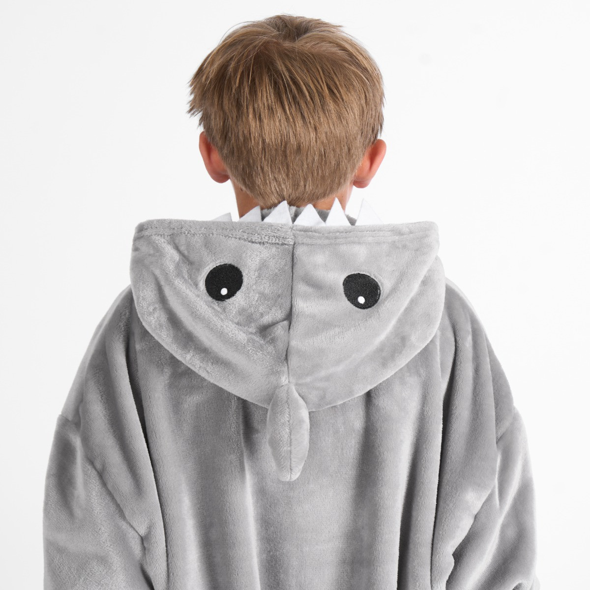 OHS Kids Novelty Shark Tooth Hoodie Blanket - Grey>