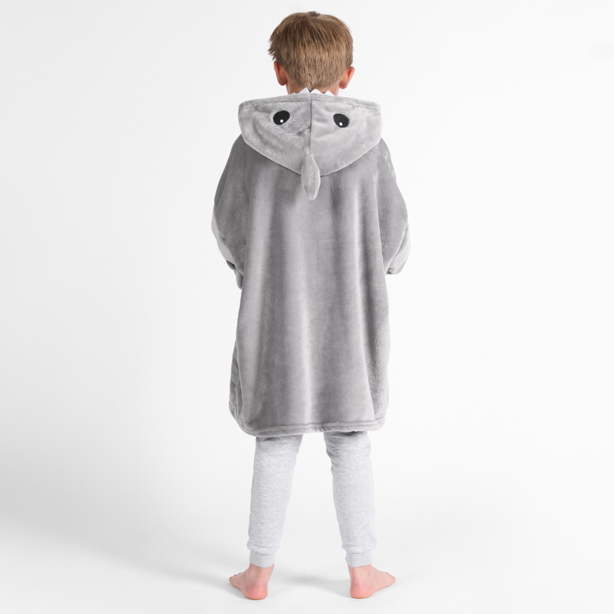 OHS Kids Novelty Shark Tooth Hoodie Blanket - Grey>