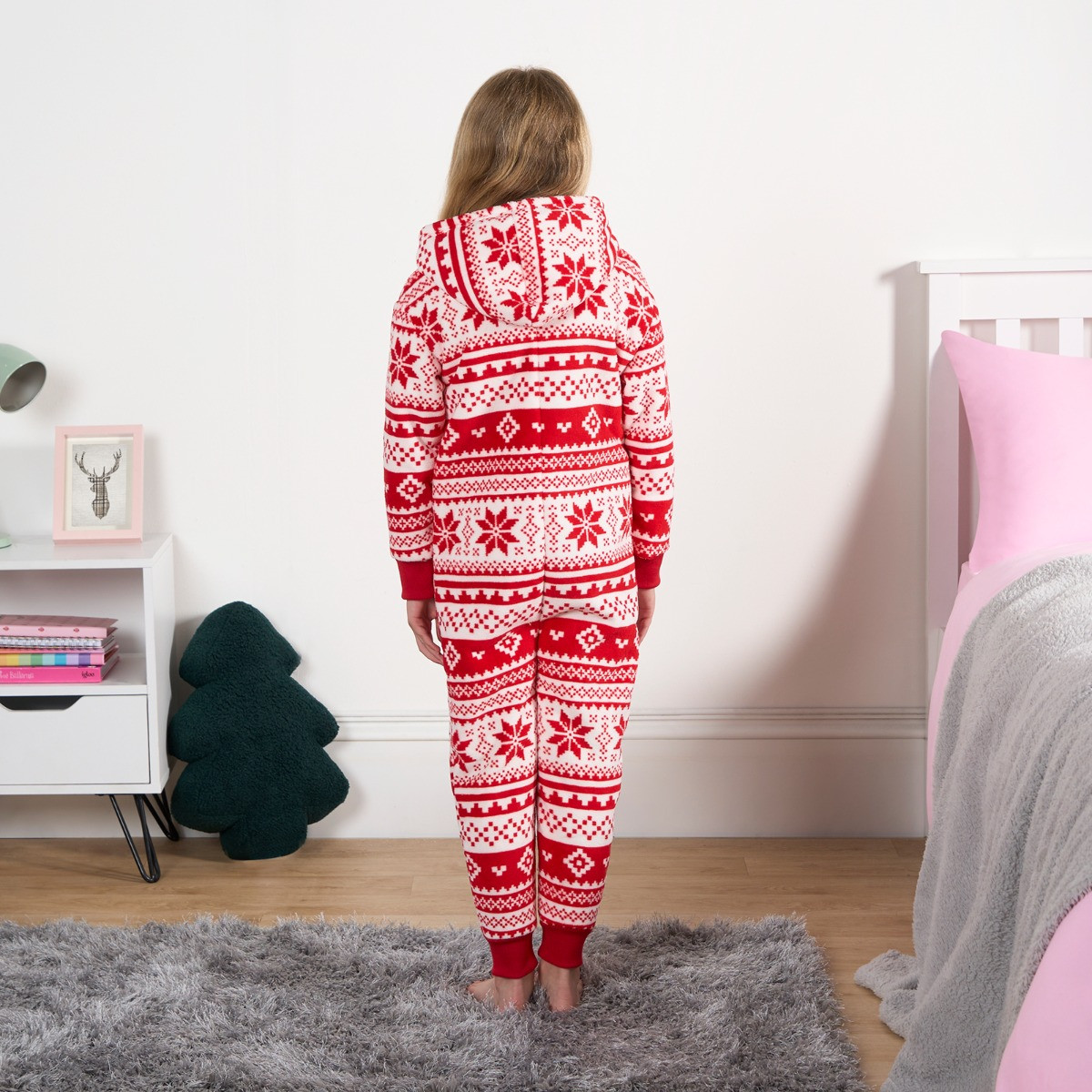 OHS Kids Nordic Christmas Print Onesie Red